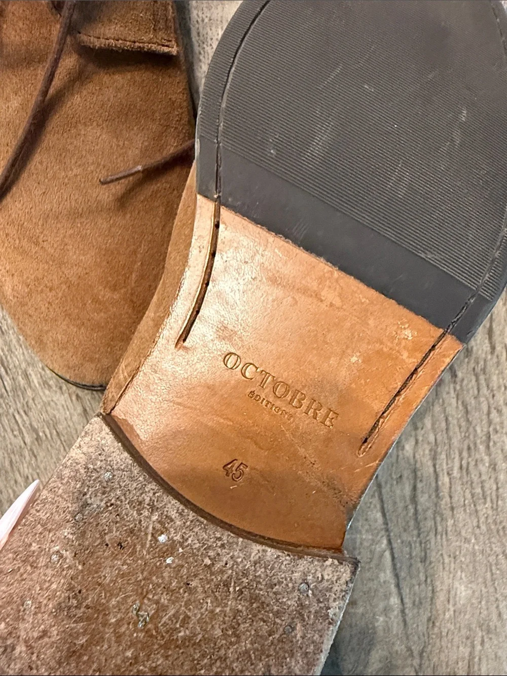 Octobre Éditions Men’s Suede Chukka Boots Size 45 US 12 Camel Brown